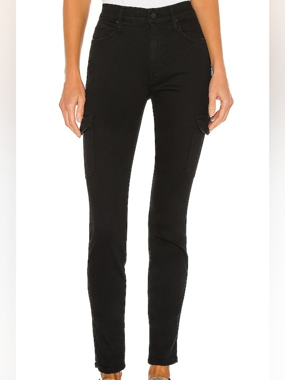 Mother The Charmer Cargo Jeans Black High Rise Skinny Womens Size 26